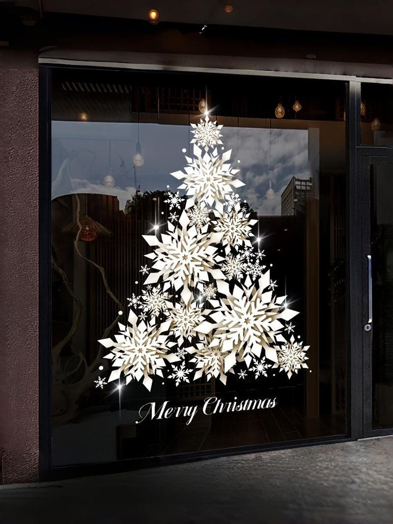 DIY Sparkling Snowflake Christmas Tree Sticker